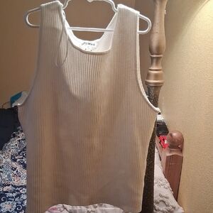 Kathy Ireland Cream Ribbed Tank Top
